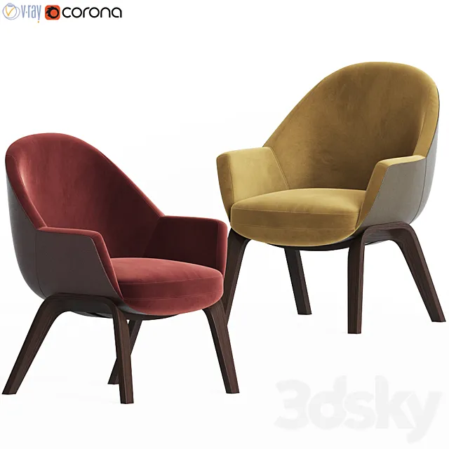 Thonet fabric easy chair with armrests 3DSMax File