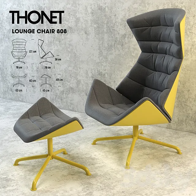 THONET Lounge chair 808 3DS Max Model