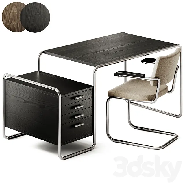 Thonet Writing desk S 285 and Chair S 64 PV 3dsMax Model