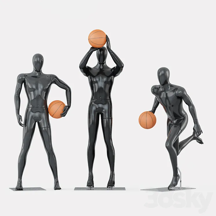 Three faceless mannequins basketball 29 3DS Max