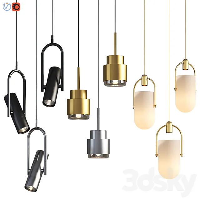 Three Pendant Hanging Light Set 01 3ds Max
