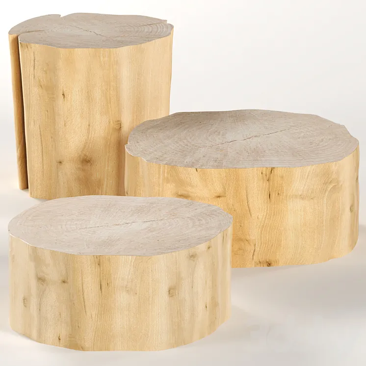 Three round coffee table stump. 3DS Max