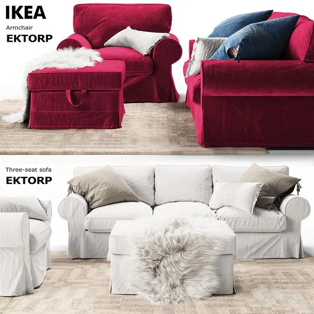 Three-seat sofa EKTORP Ikea Triple sofa EKTORP Ikea 3dsMax Model