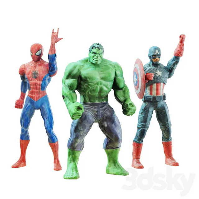 Three superhero toys 3ds Max