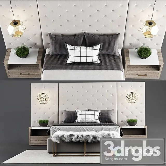 Thyne Upholstered Queen Bed 3dsmax Download