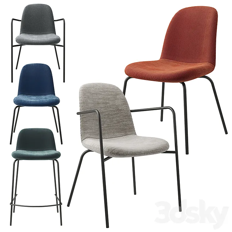 Tibby AM.PM chair set in various textures 3DS Max