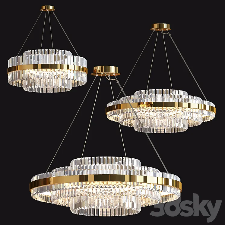 Tiered Crystal LED Chandelier 3DS Max Model