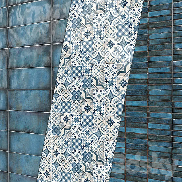Tile Cifre Montblanc Blue. 3ds Max