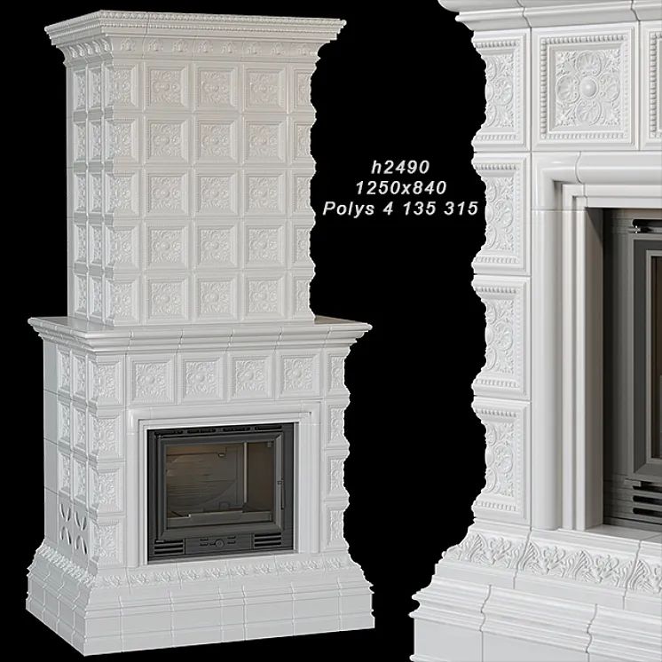 Tile fireplace 02 3DS Max