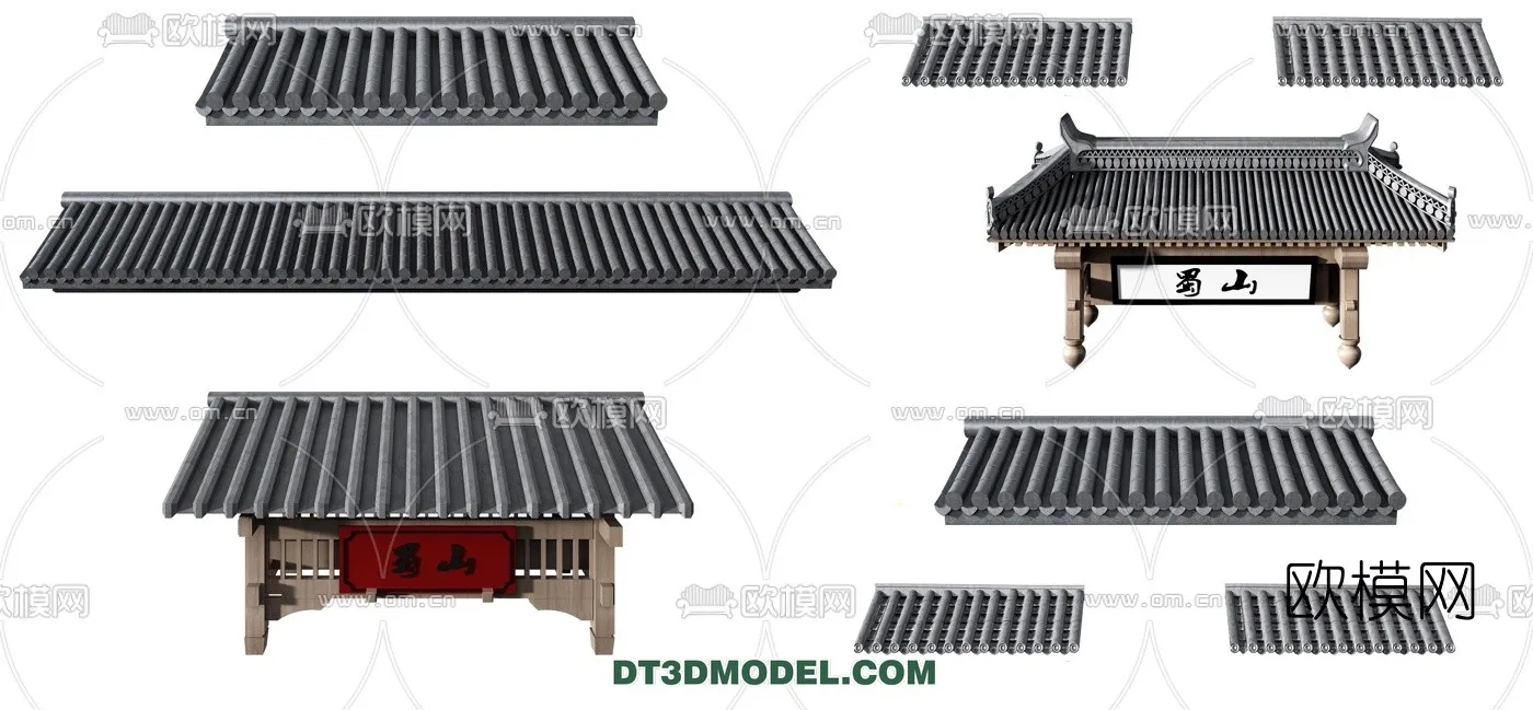 Tile Roof 3D Models – Chinese Style – 001