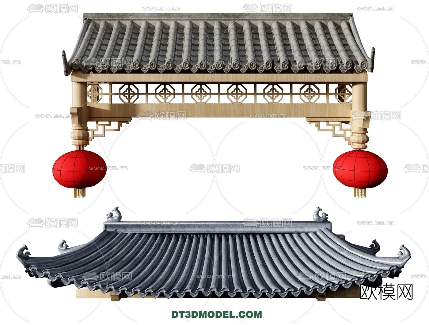 Tile Roof 3D Models – Chinese Style – 002