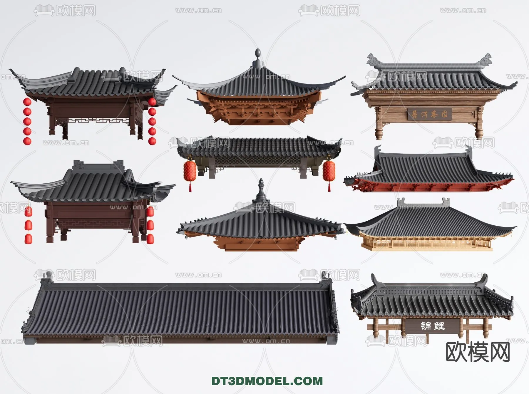 Tile Roof 3D Models – Chinese Style – 005