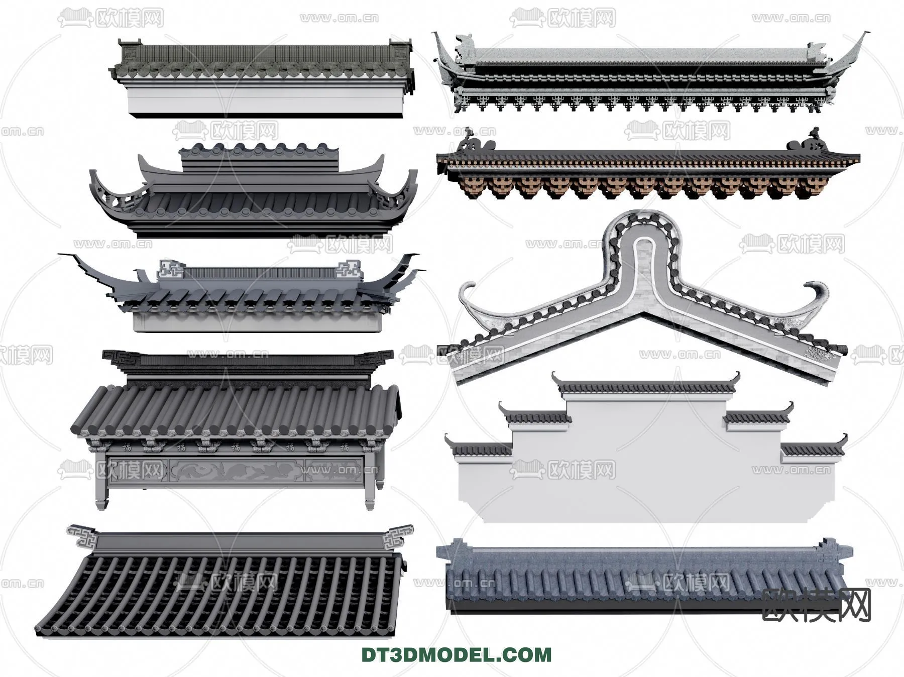 Tile Roof 3D Models – Chinese Style – 007