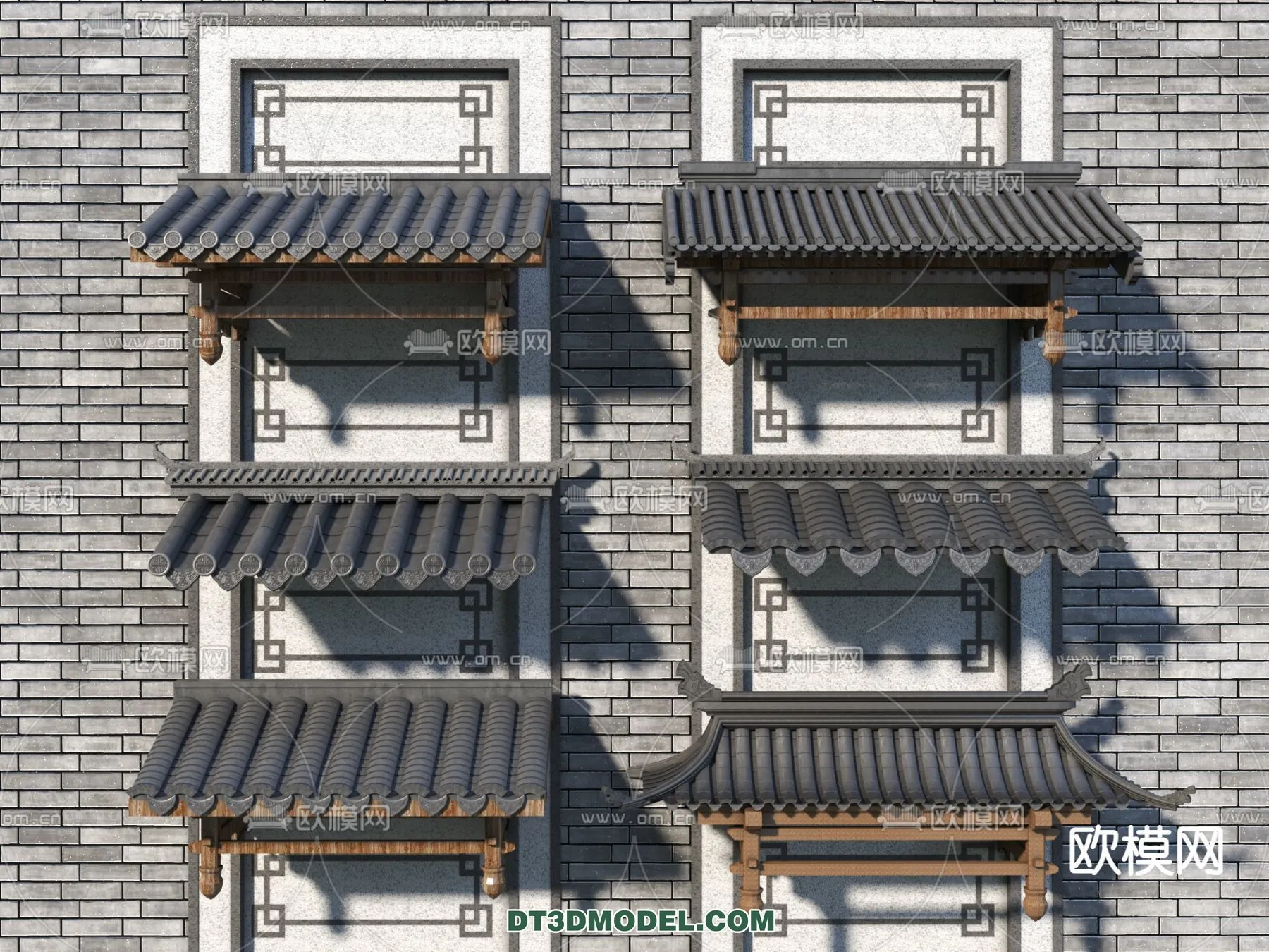 Tile Roof 3D Models – Chinese Style – 008