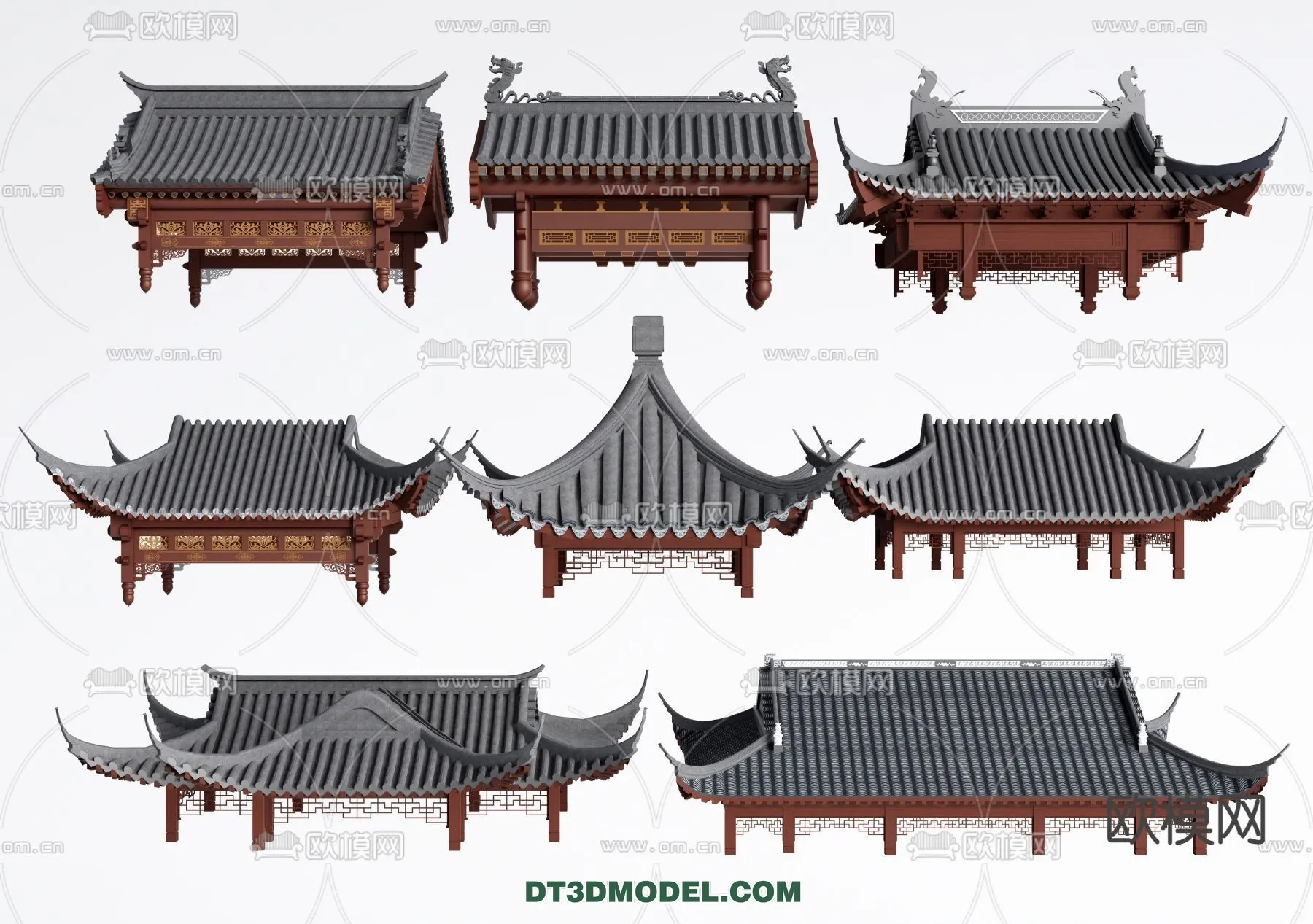 Tile Roof 3D Models – Chinese Style – 009