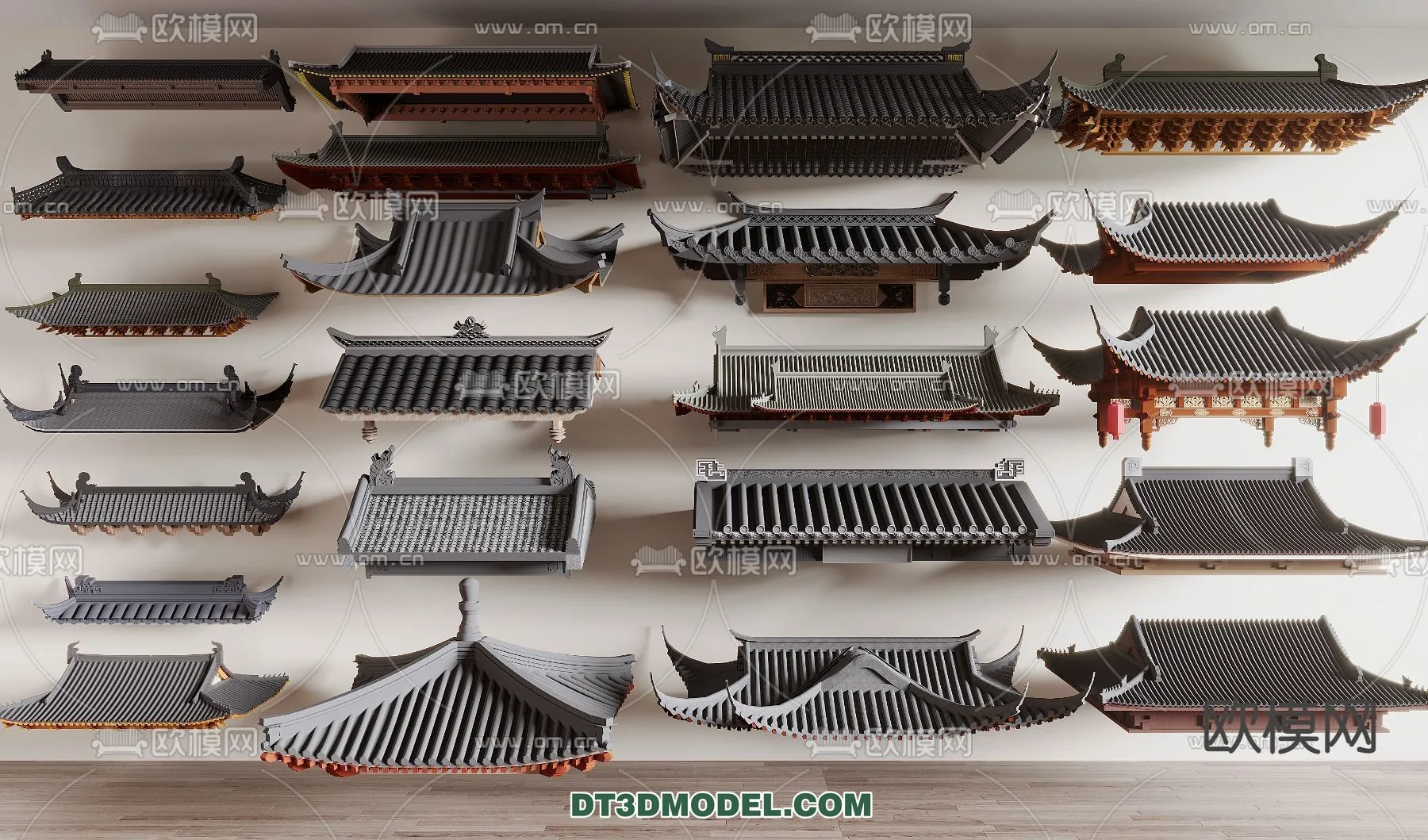 Tile Roof 3D Models – Chinese Style – 017