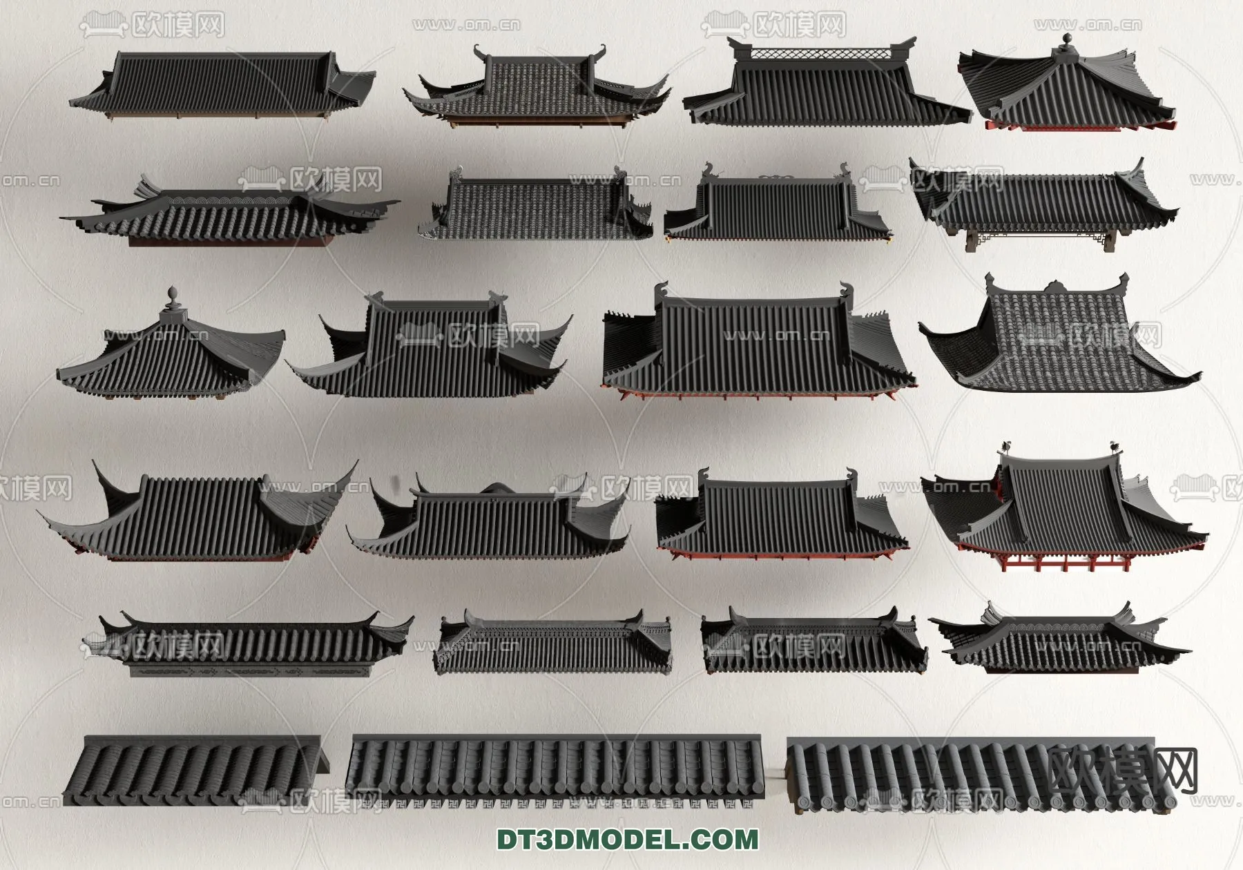 Tile Roof 3D Models – Chinese Style – 019