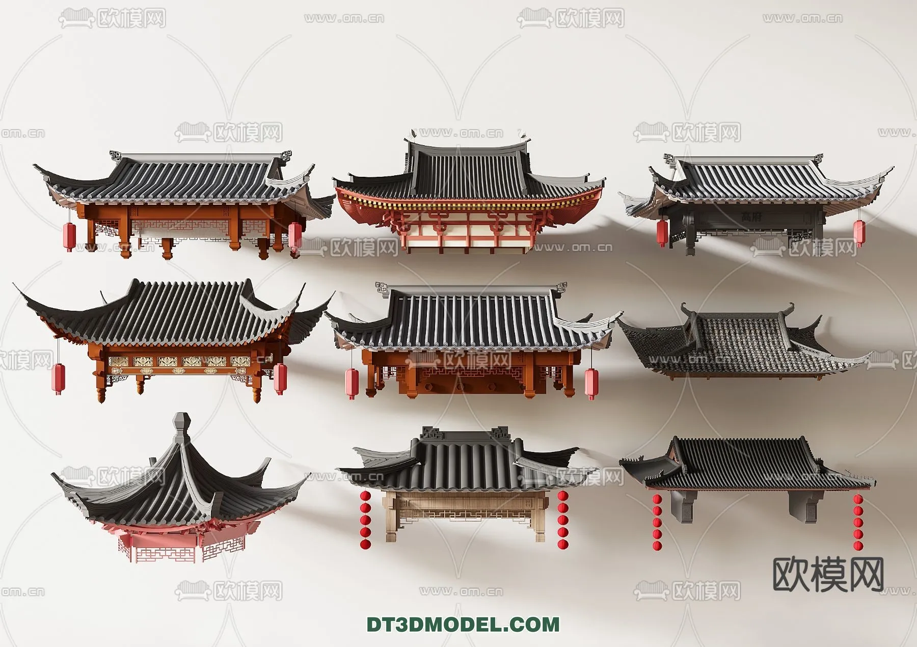 Tile Roof 3D Models – Chinese Style – 023