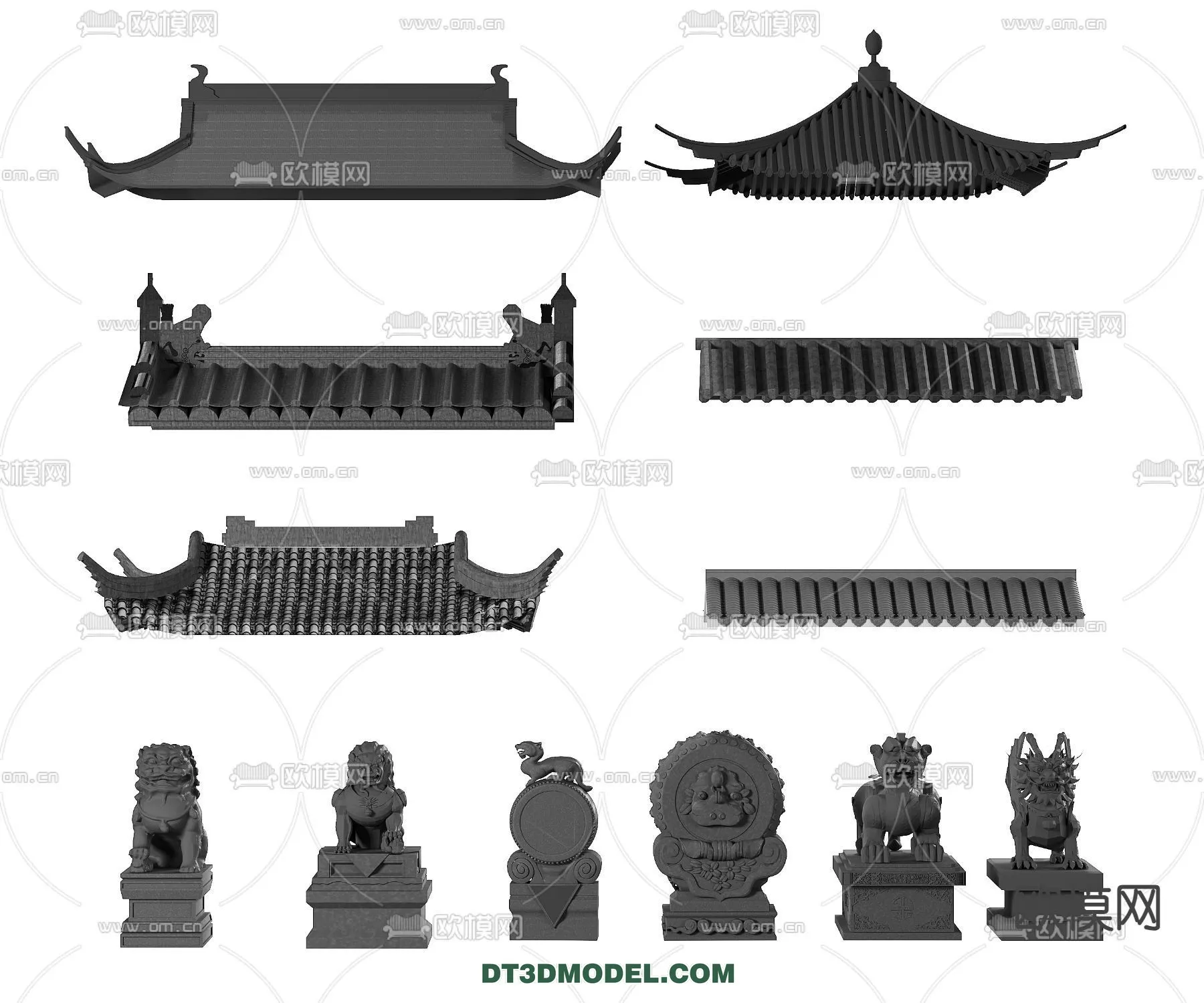 Tile Roof 3D Models – Chinese Style – 025