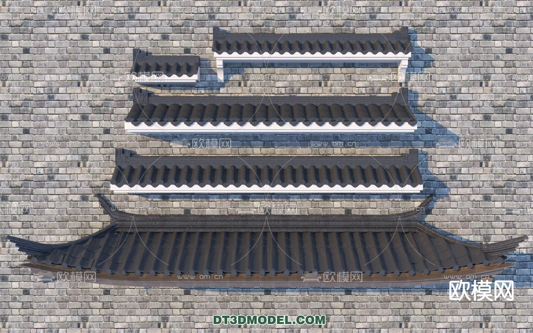 Tile Roof 3D Models – Chinese Style – 028