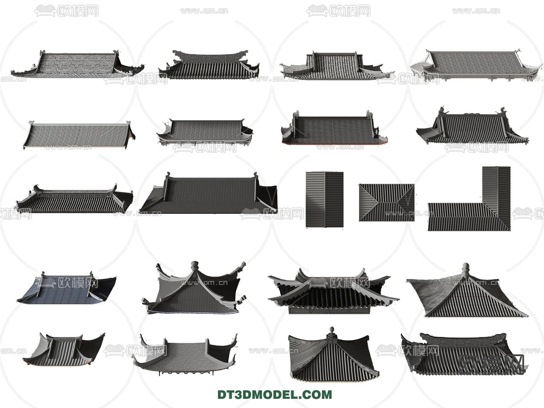 Tile Roof 3D Models – Chinese Style – 029