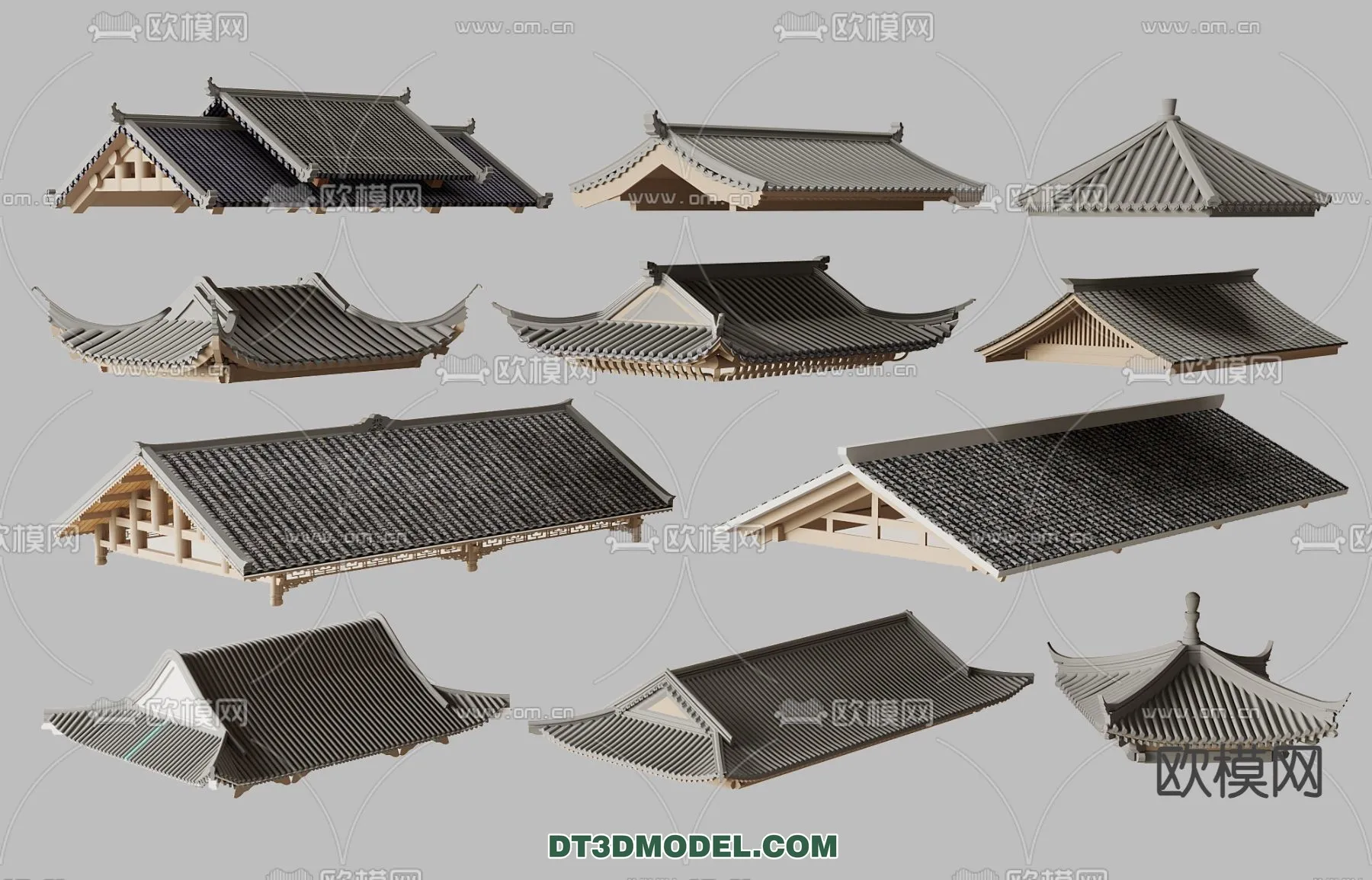 Tile Roof 3D Models – Chinese Style – 031