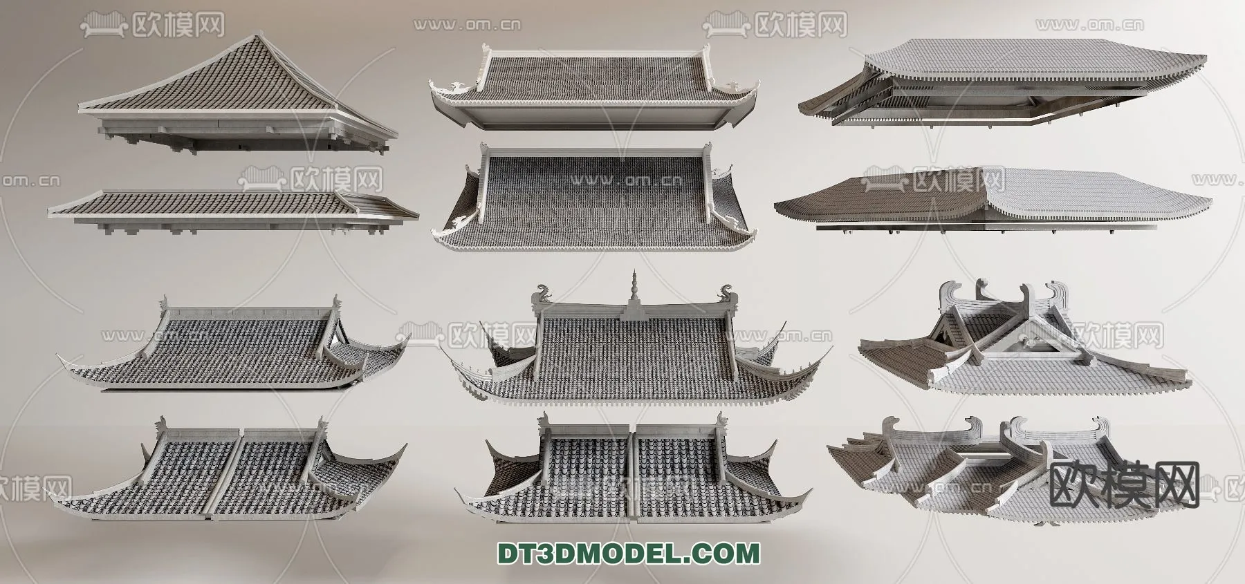 Tile Roof 3D Models – Chinese Style – 033