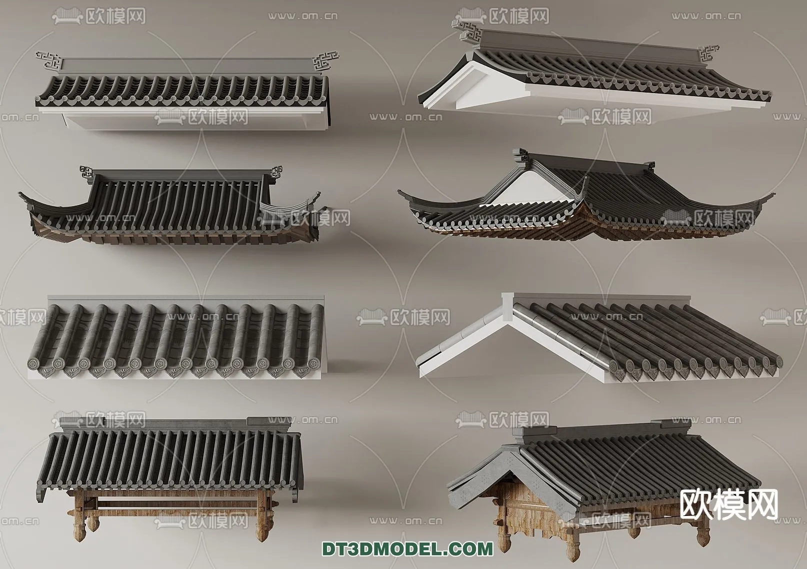 Tile Roof 3D Models – Chinese Style – 037