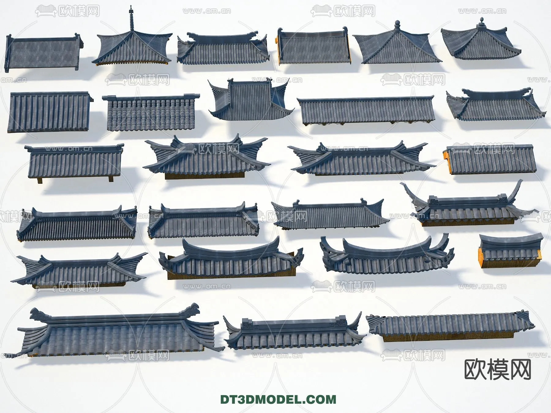 Tile Roof 3D Models – Chinese Style – 039