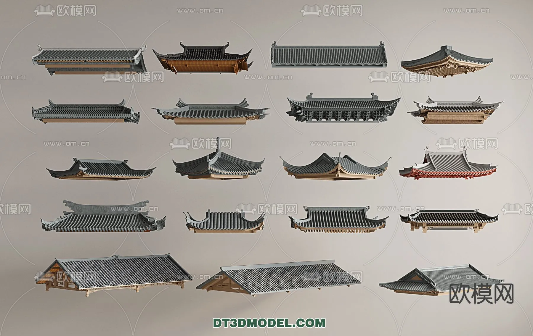 Tile Roof 3D Models – Chinese Style – 041