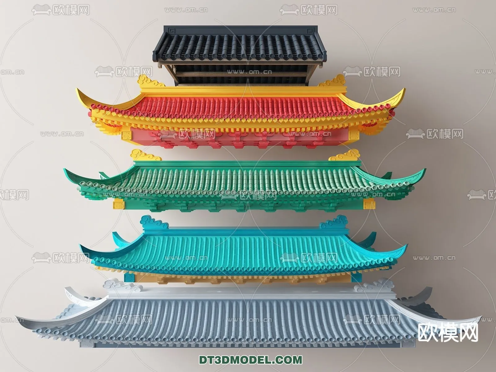 Tile Roof 3D Models – Chinese Style – 043