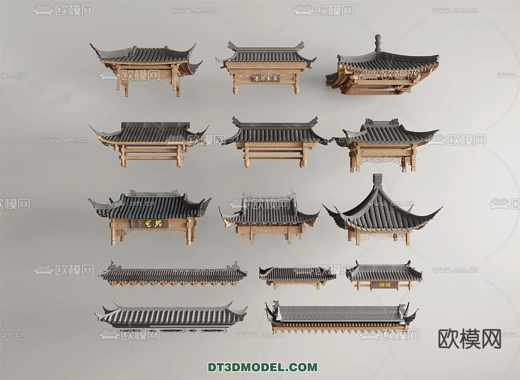 Tile Roof 3D Models – Chinese Style – 045