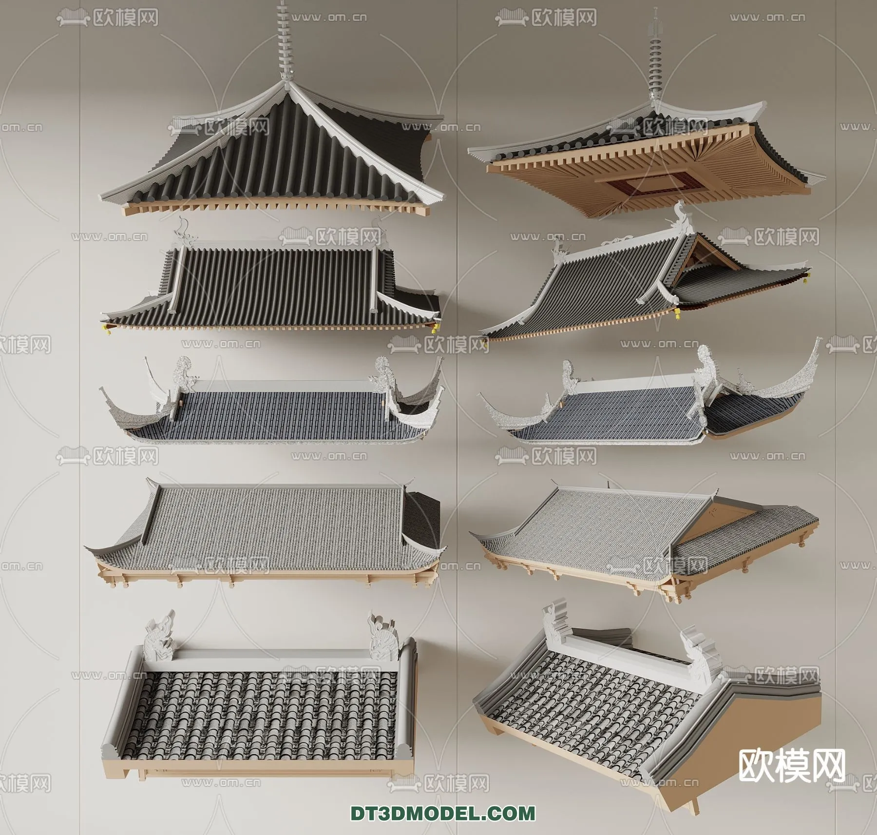 Tile Roof 3D Models – Chinese Style – 046