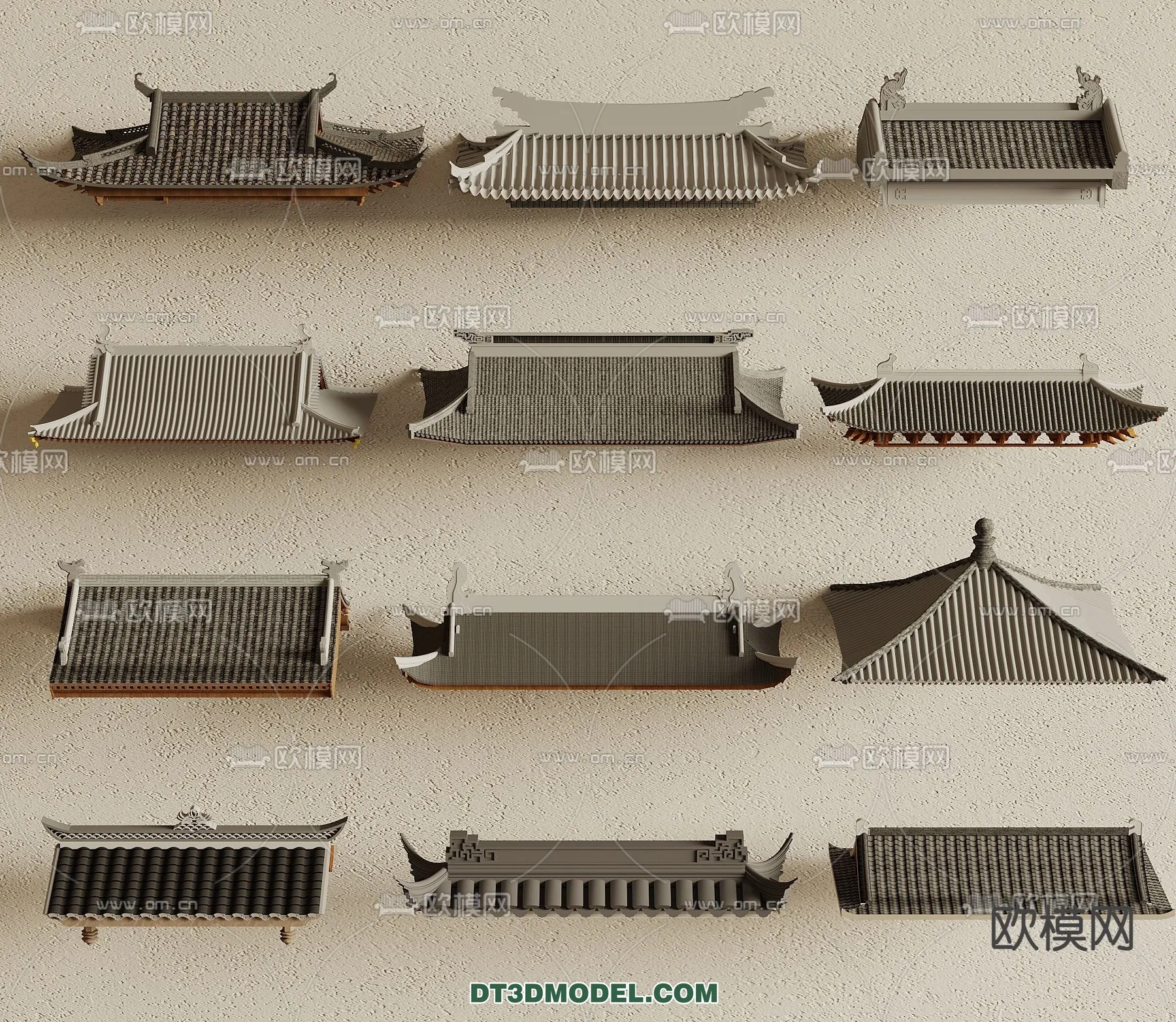 Tile Roof 3D Models – Chinese Style – 053