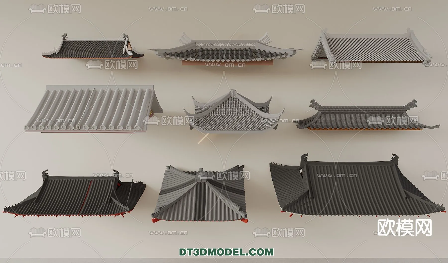 Tile Roof 3D Models – Chinese Style – 055