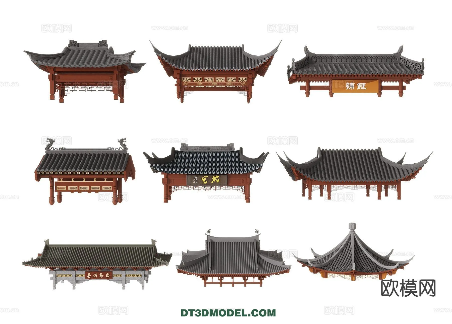 Tile Roof 3D Models – Chinese Style – 069