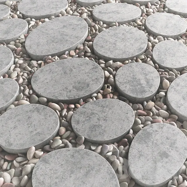 Tile square oval pebble n1 _ Square oval slabs with pebbles 3DS Max Model