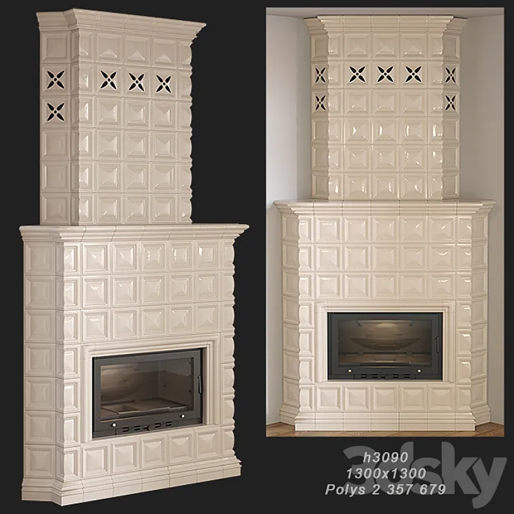 Tiled fireplace 03 3DS Max