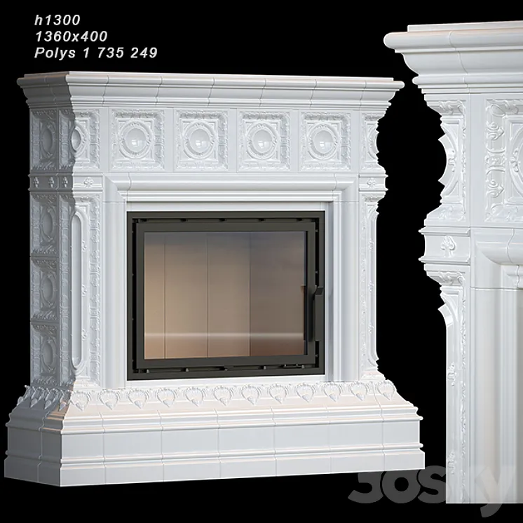 Tiled fireplace 04 3DS Max