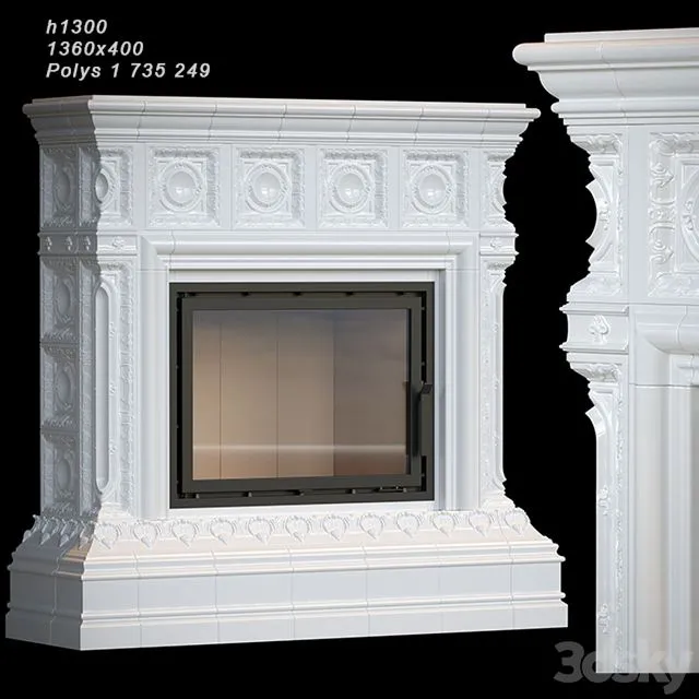 Tiled fireplace 04 3dsMax Model