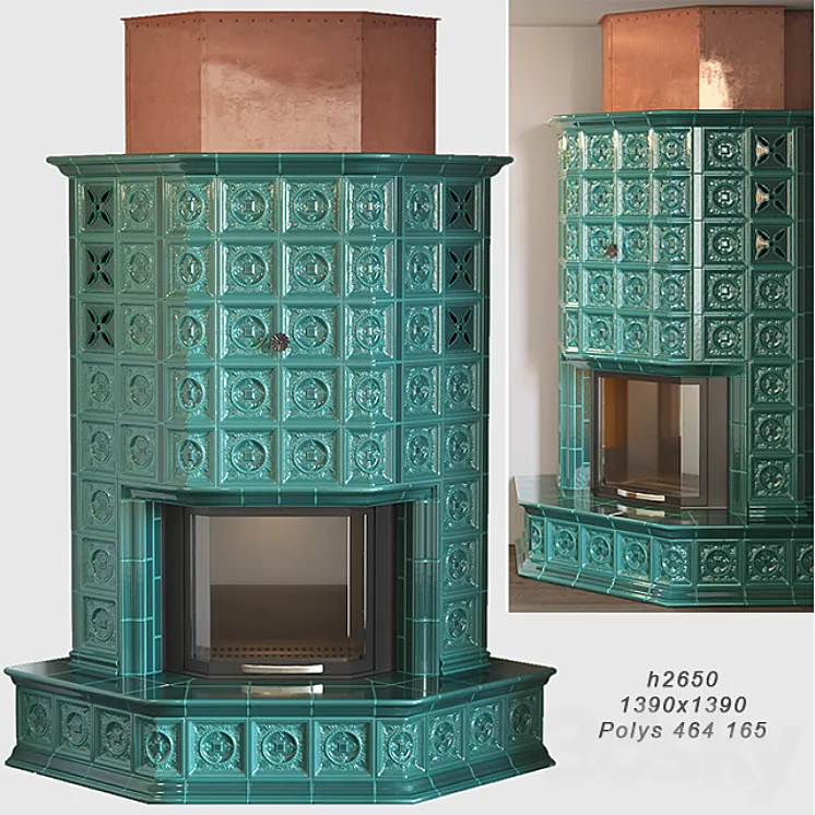 Tiled fireplace 3DS Max
