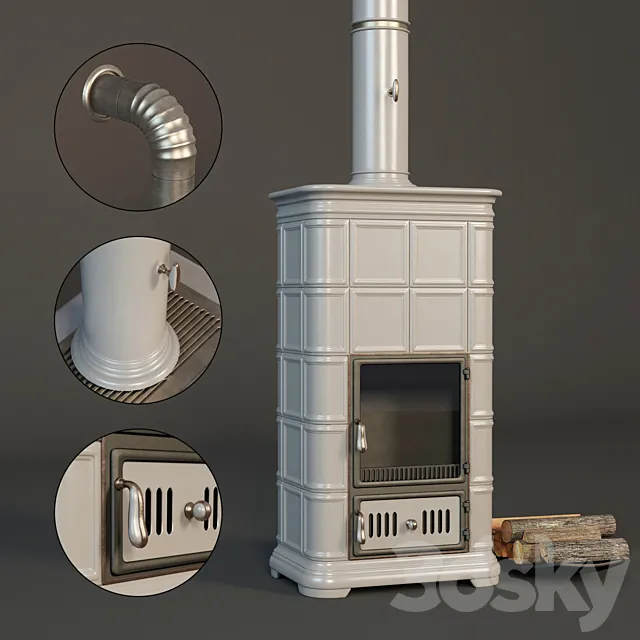 Tiled stove 3DS Max Model