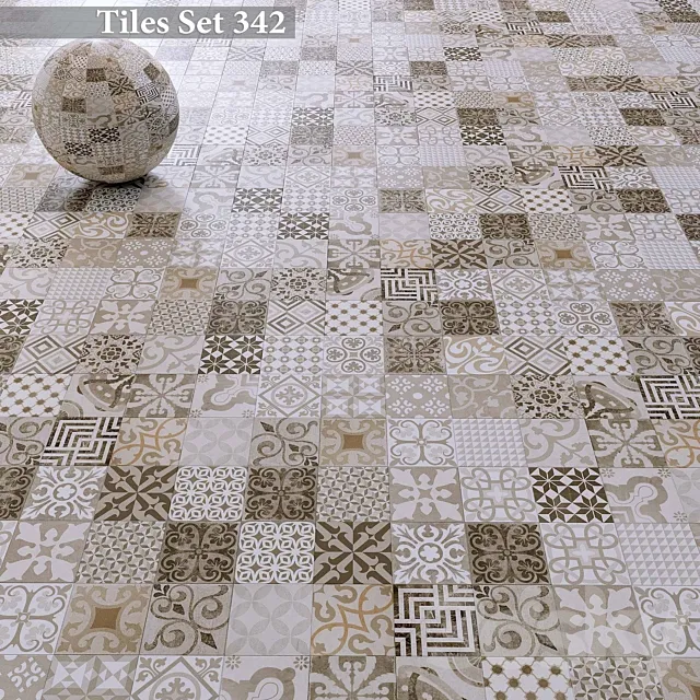 Tiles set 342 3DS Max Model