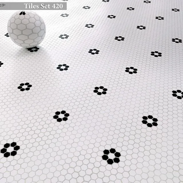 Tiles set 420 (Metro Hex Porcelain Honeycomb Mosaic) 3dsMax Model