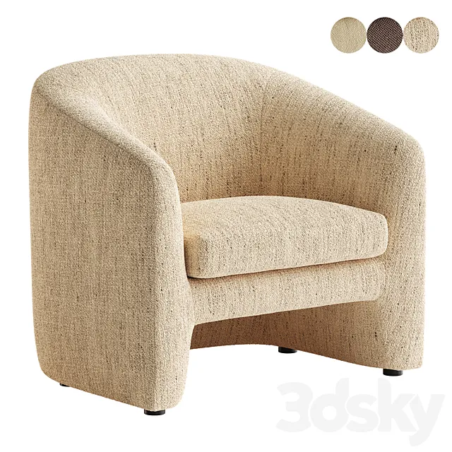 Tilia Cream Curved Fabric Chair 3ds Max