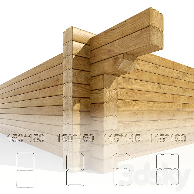 Timber for wood houses 3DSMax File