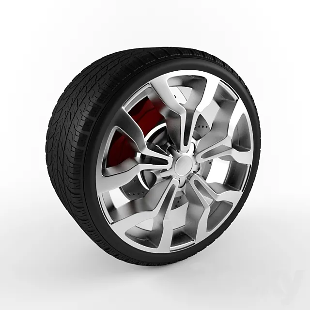 Tire with Alloy Wheel 3DS Max Model