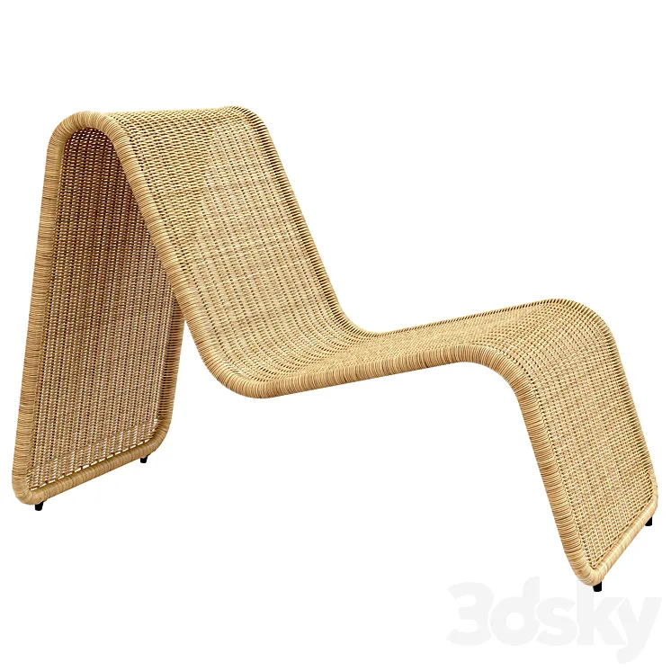 Tito Agnoli P3 lounge chair in cane Bonacina Italy 3DS Max Model