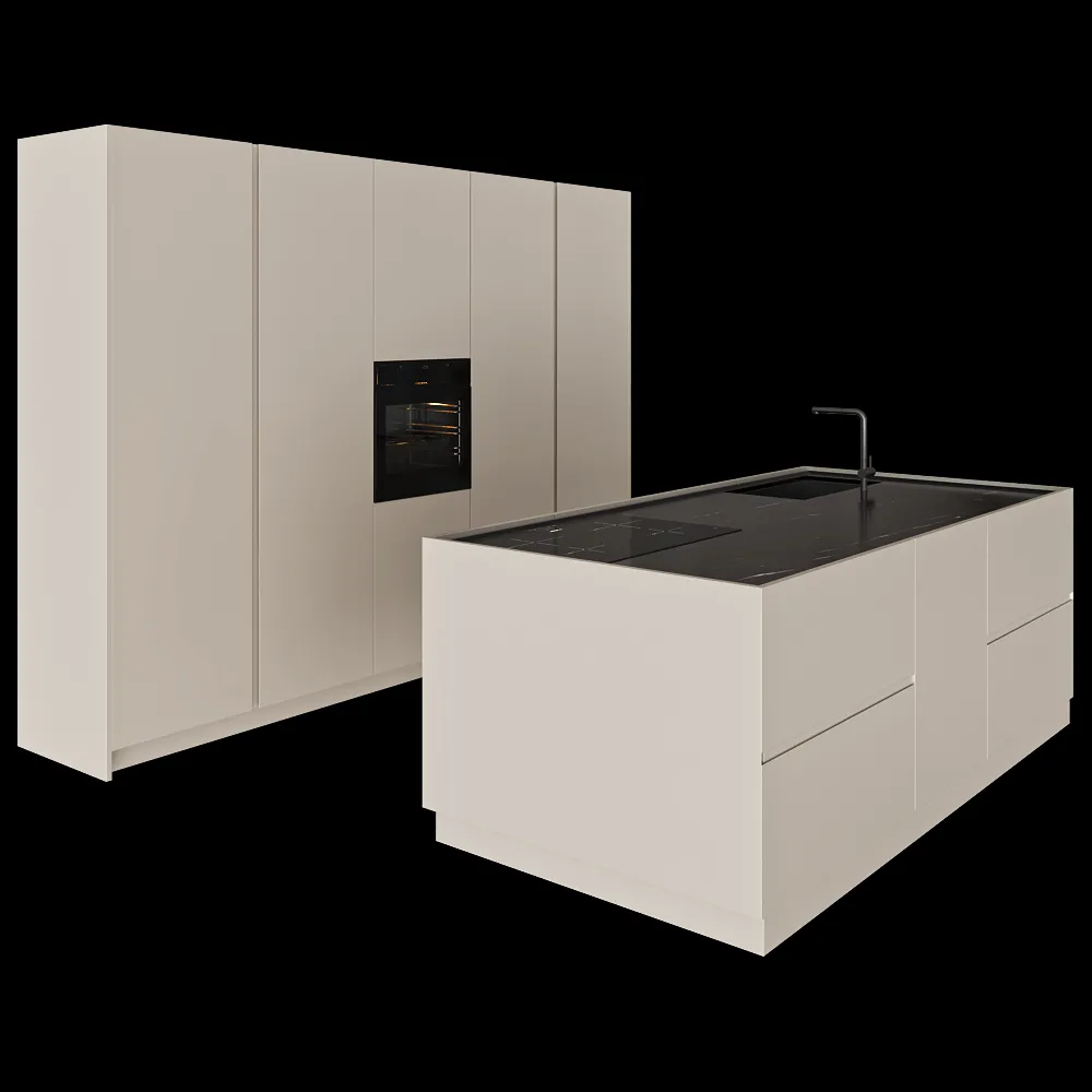 TM Italia – Kitchen D90 Columns And Island Composition 3ds Max