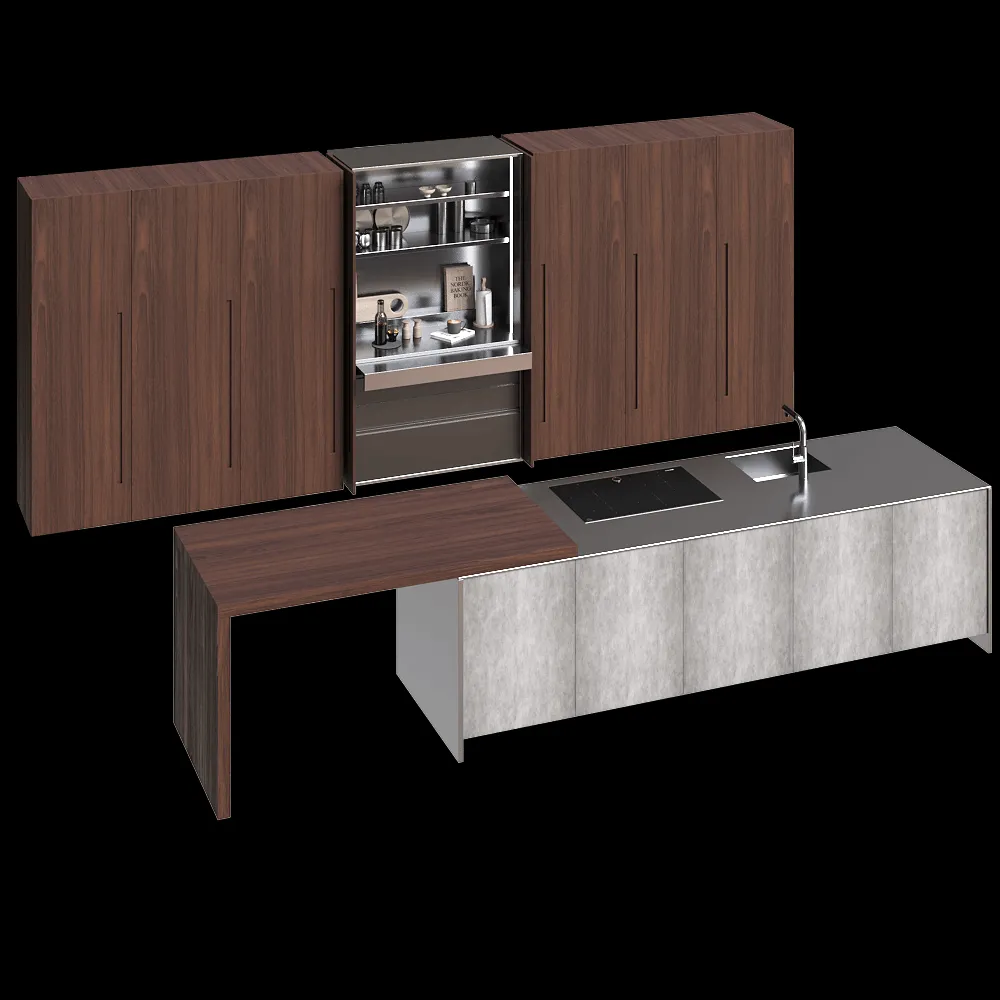 TM Italia – Kitchen D90 Island and column composition 3ds Max